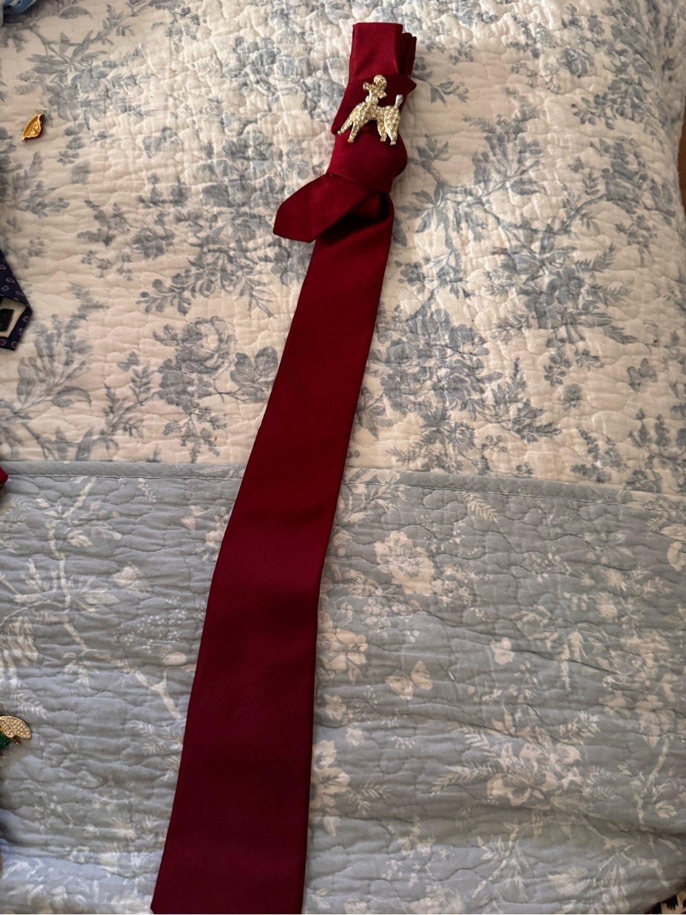 Necktie with Poodle Brooch - Picture 4 of 4